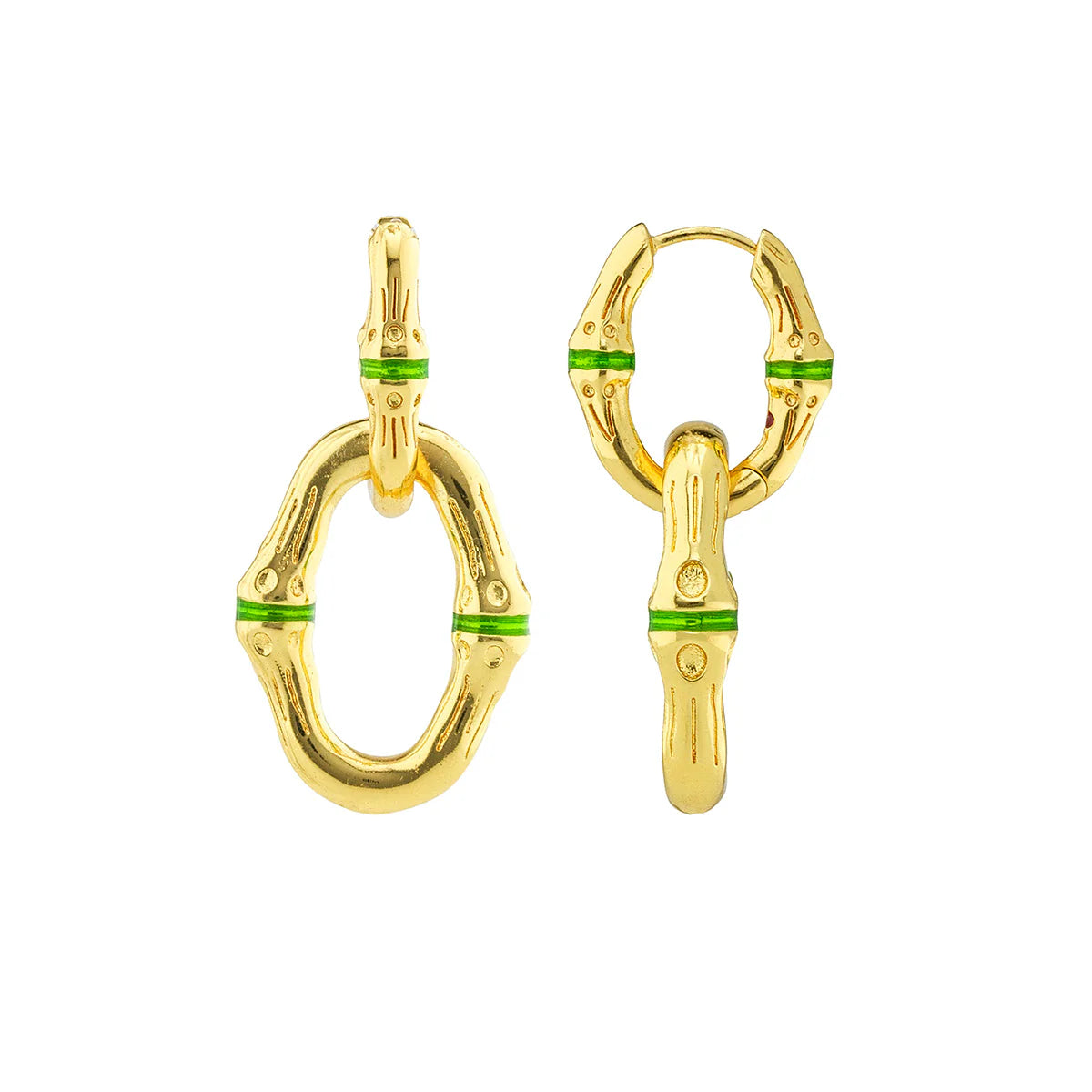 Capucine De Wulf Bangkok Bamboo Link Earrings, Green