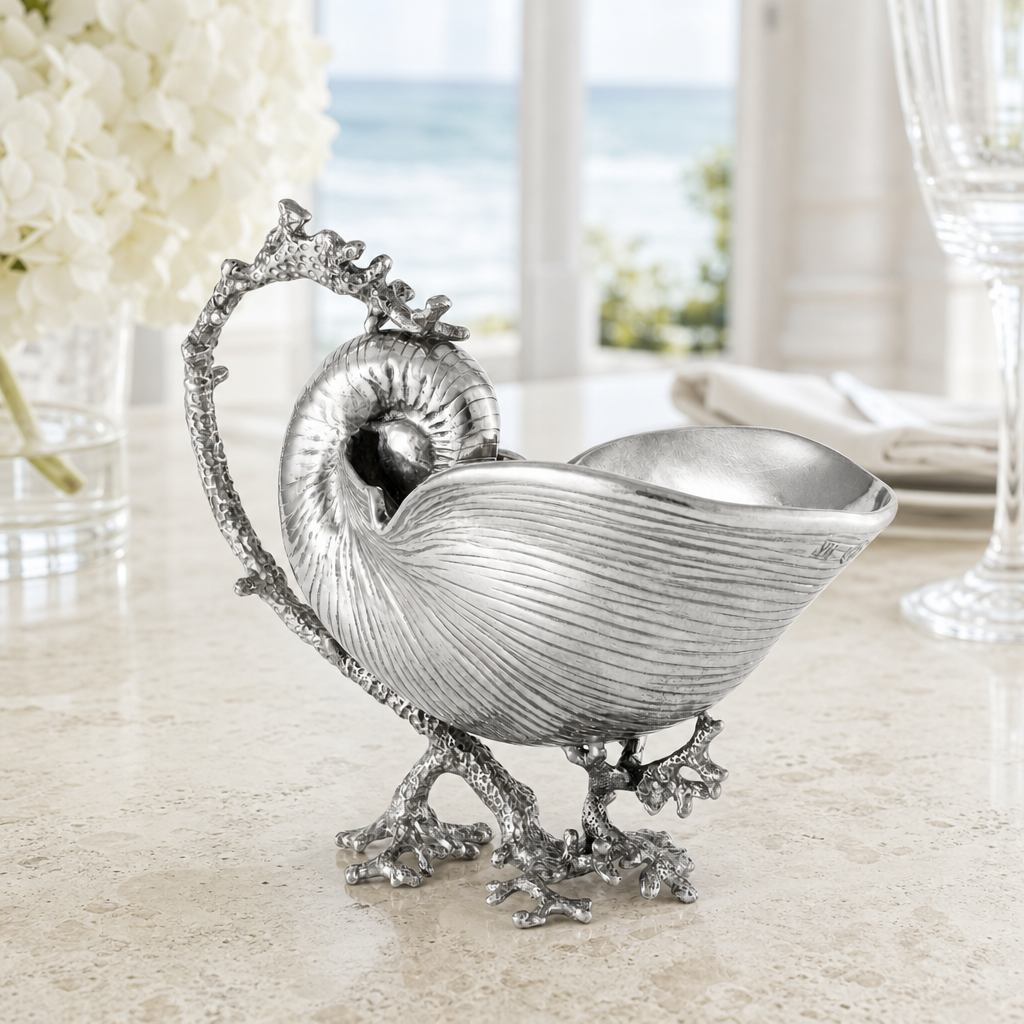 Pewter Nautilus Gravy Boat