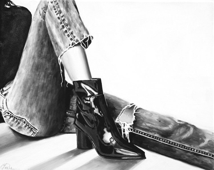 Cindy Press Original Framed Oil on Canvas "Wish You Were Here"