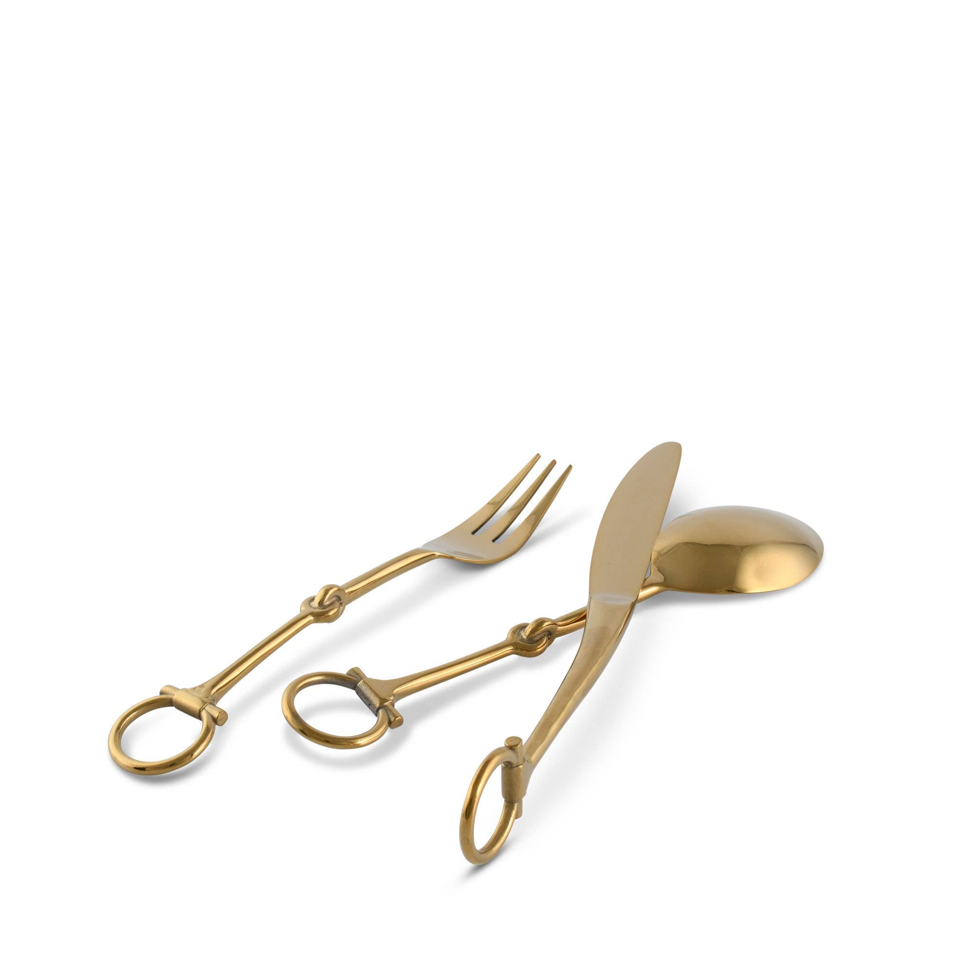 Vagabond House - Bit  Five piece Flatware Set - Stainless Steel Shiny Gold