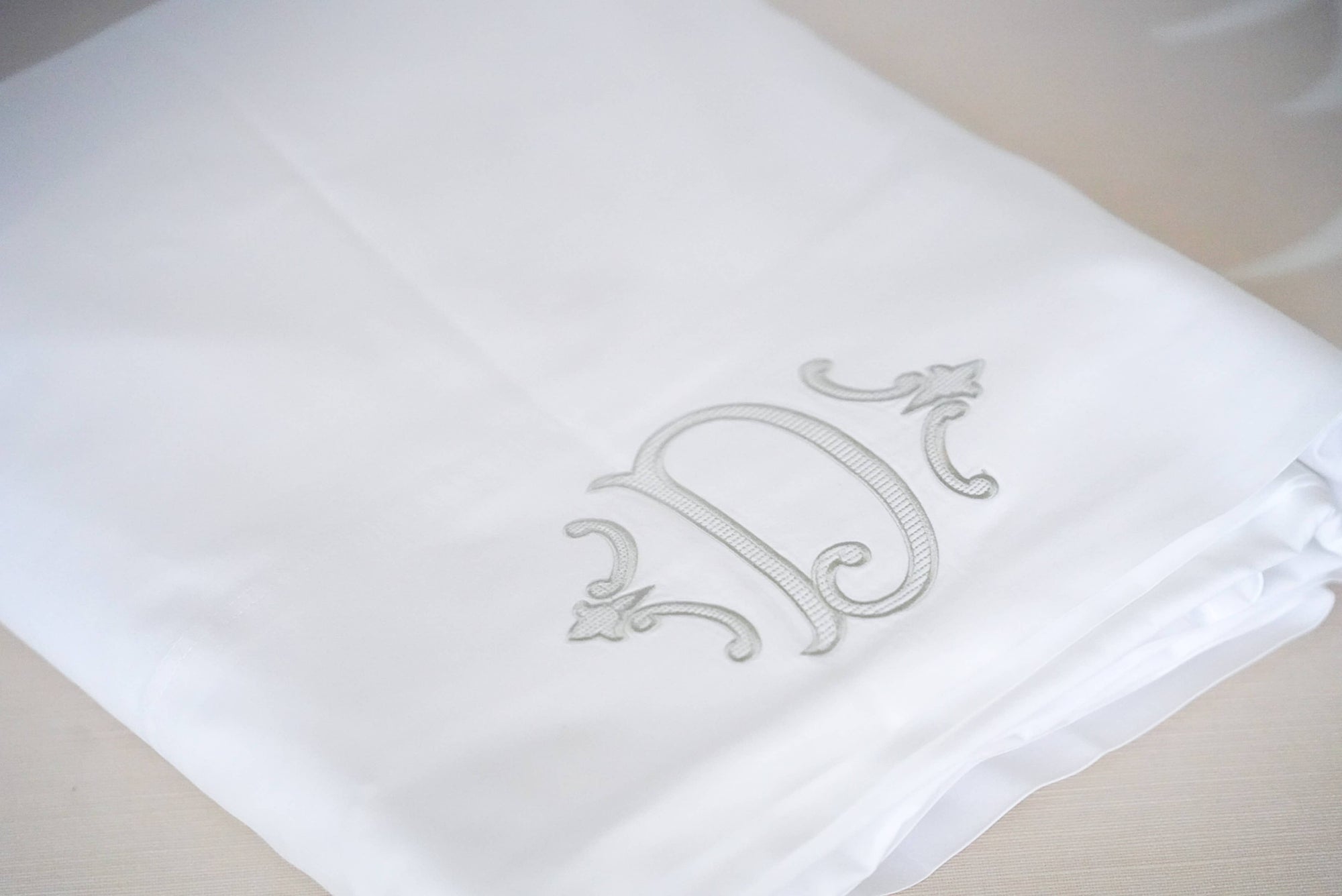 The Pillow Bar - Custom Embroidered Cotton Sateen Sheet Set