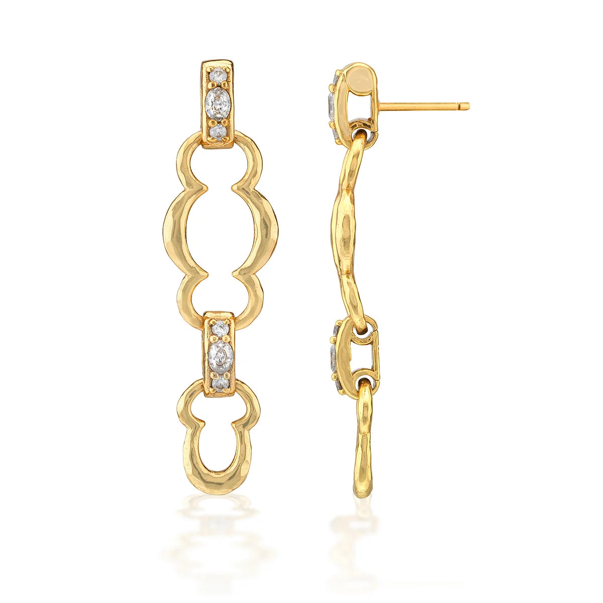 Capucine De Wulf Maharani Grande Double Drop Earrings ~ Clear Cubic Zirconia