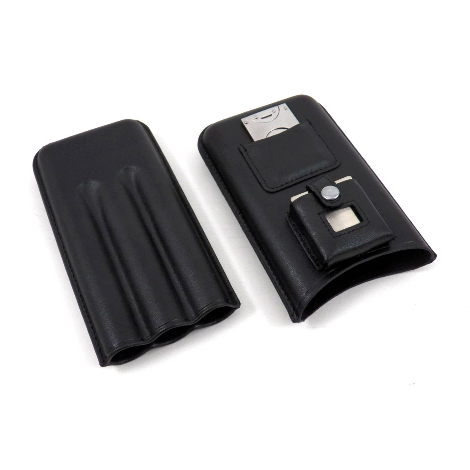 BeyBerk International - Black Leather Three Cigar Case