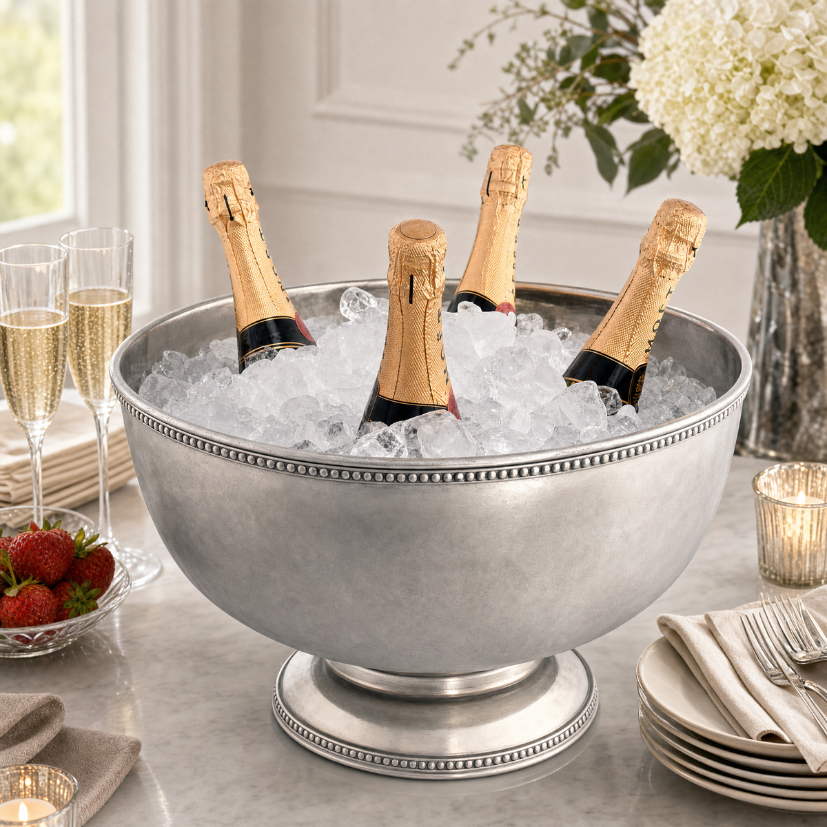 Vagabond House - Pewter Medici Bead Ice Tub/Punch Bowl