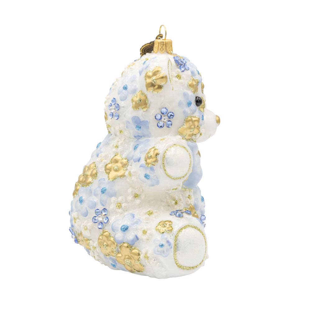 Jay Strongwater - Blue Floral Teddy Ornament