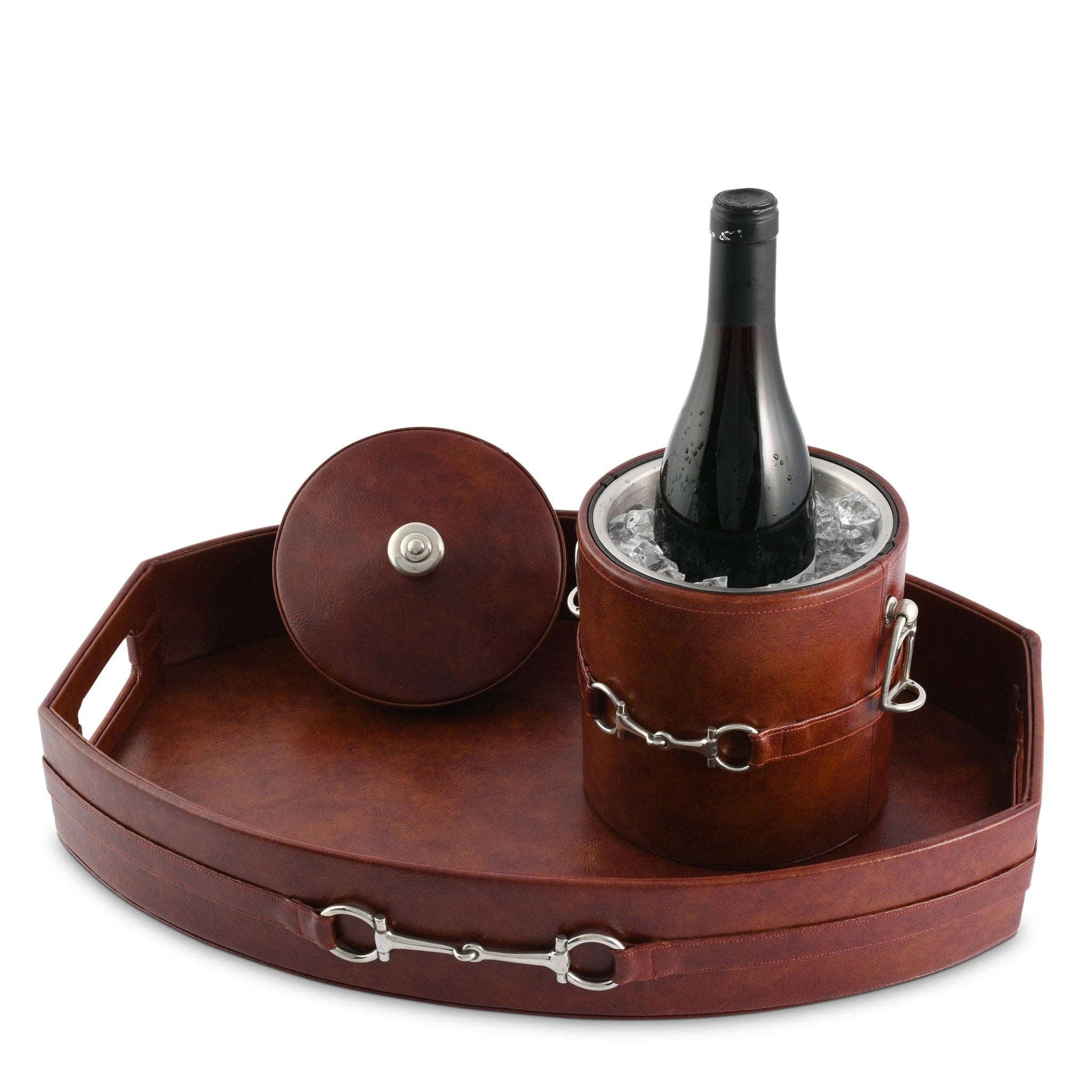 Vagabond House - Equestrian Horse Bit Leather Ice Bucket