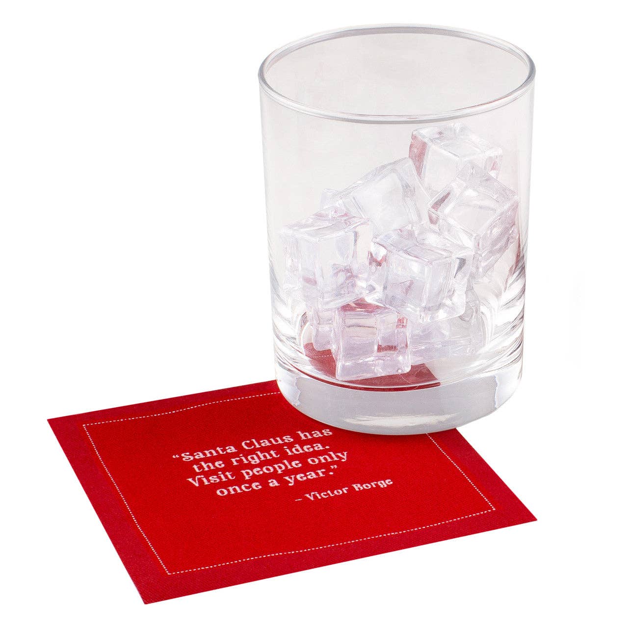 Five Star Napkins Inc. - Christmas Quotes - Red Cotton Cocktail Napkins x 50
