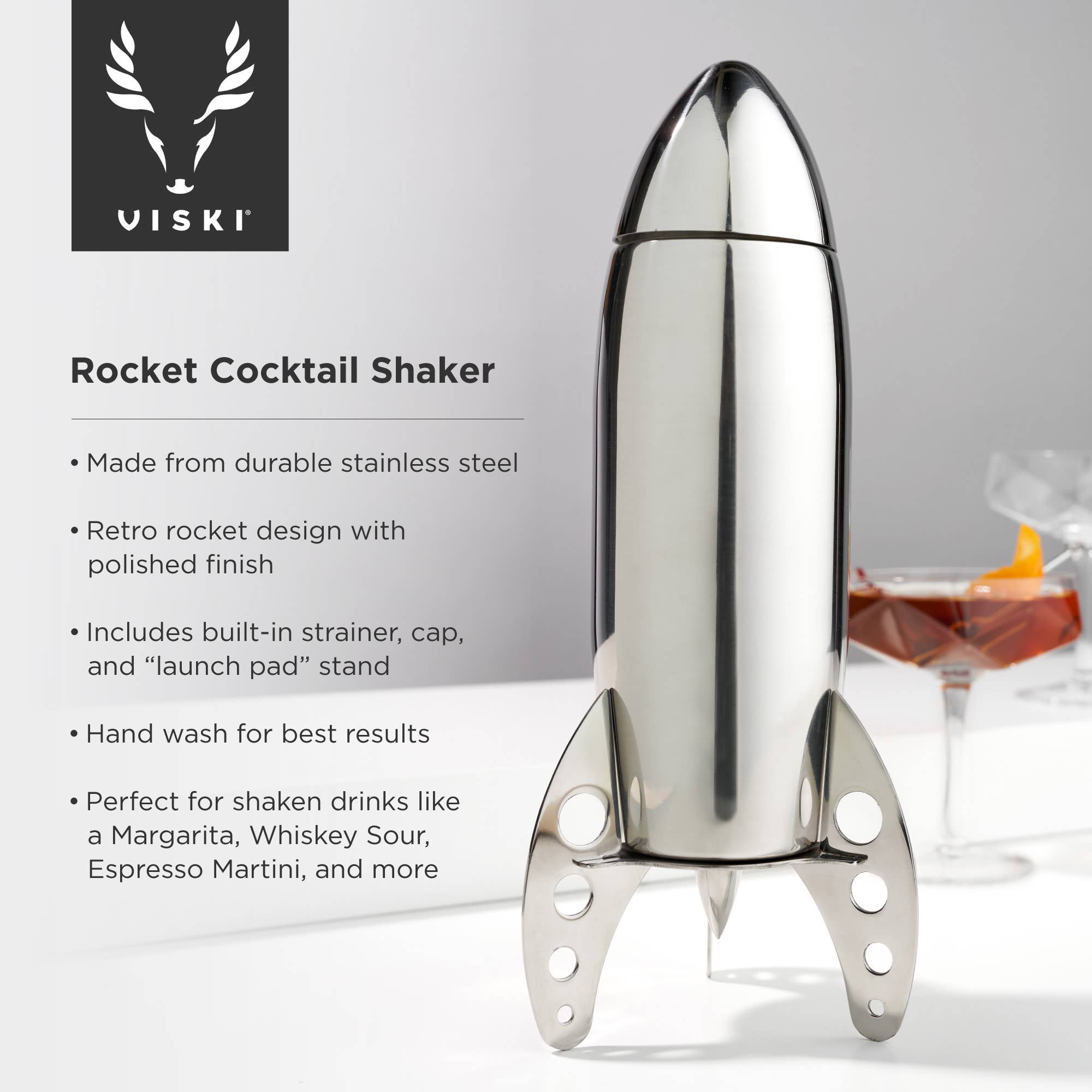 Viski - Irving™ Stainless Steel Rocket Cocktail Shaker