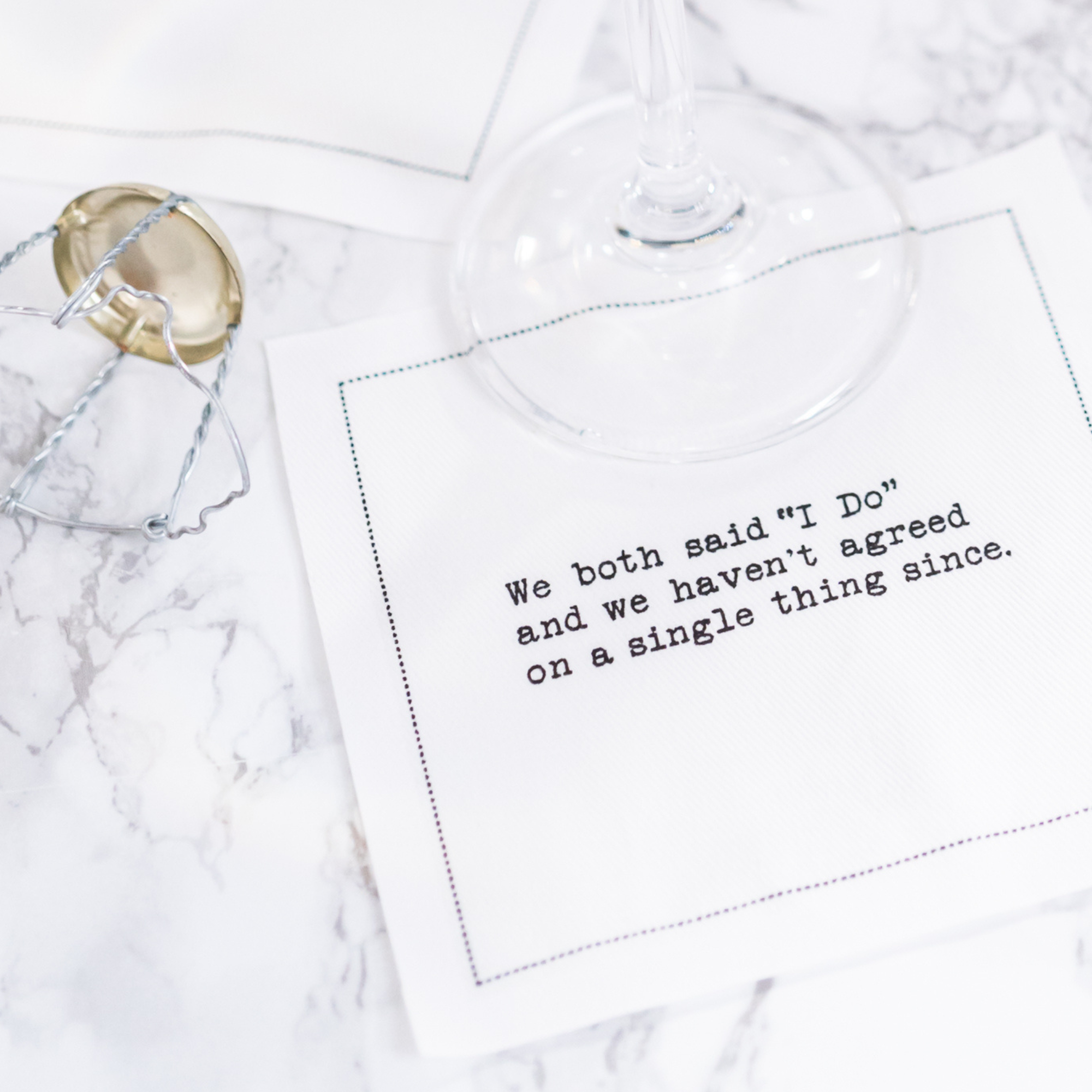 Five Star Napkins Inc. - Marriage Quotes - White Cotton Cocktail Napkins x 50