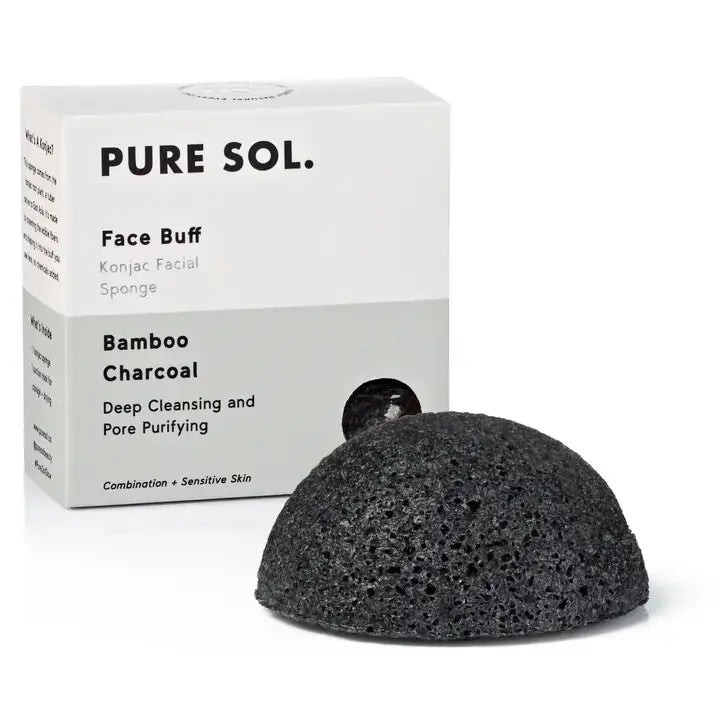 Face Buff Charcoal Facial Konjac Sponge - (Sold Individually)