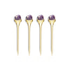 ANNA New York - Hospitality Cocktail Picks, Amethyst Druze & Gold, Set of 4