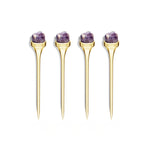 ANNA New York - Hospitality Cocktail Picks, Amethyst Druze & Gold, Set of 4