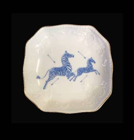 The French Bee & Co - Blue Zebras Porcelain Bon Bon Tray