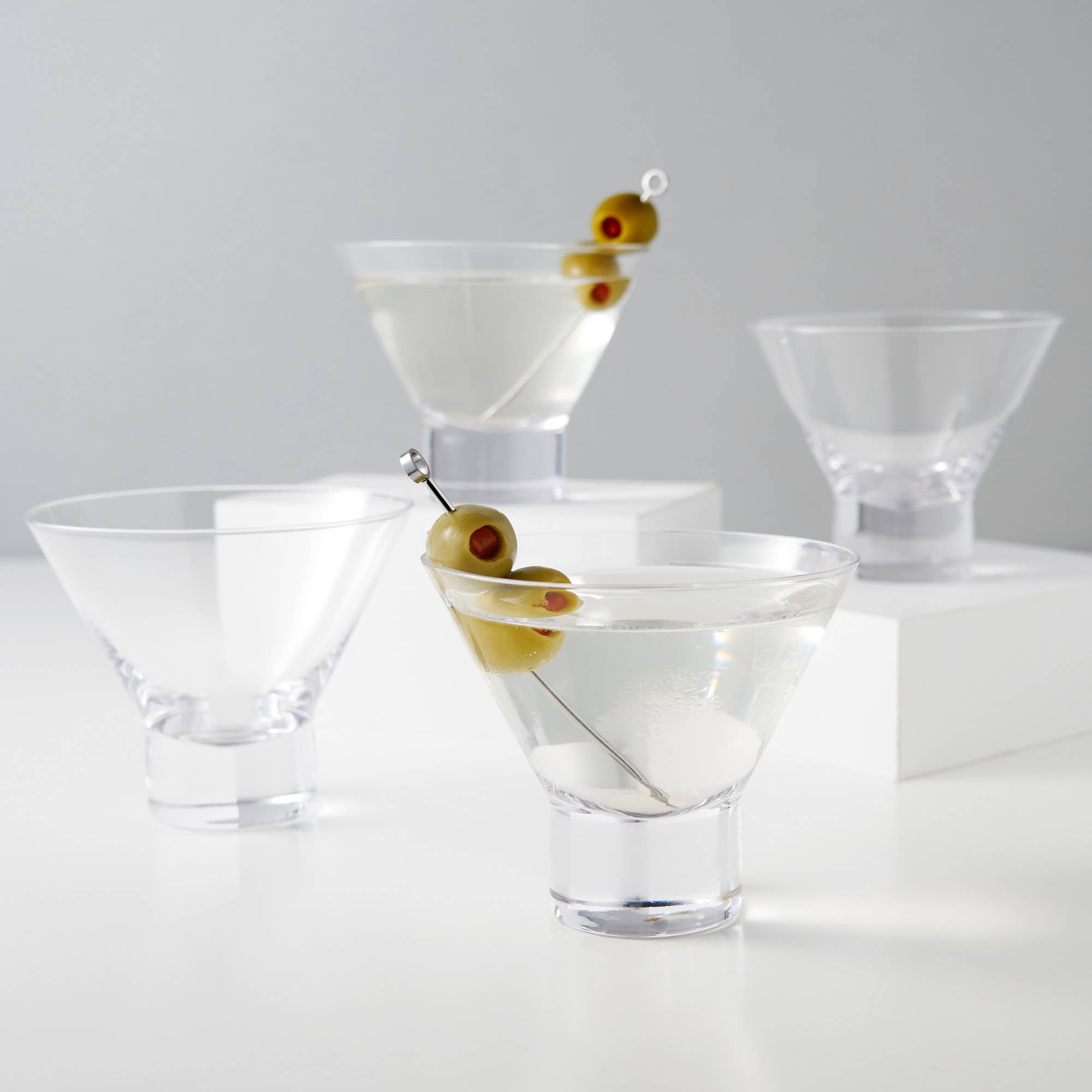 Viski - Raye™ HeavyBase Stemless Crystal Martini Glasses Set of 4