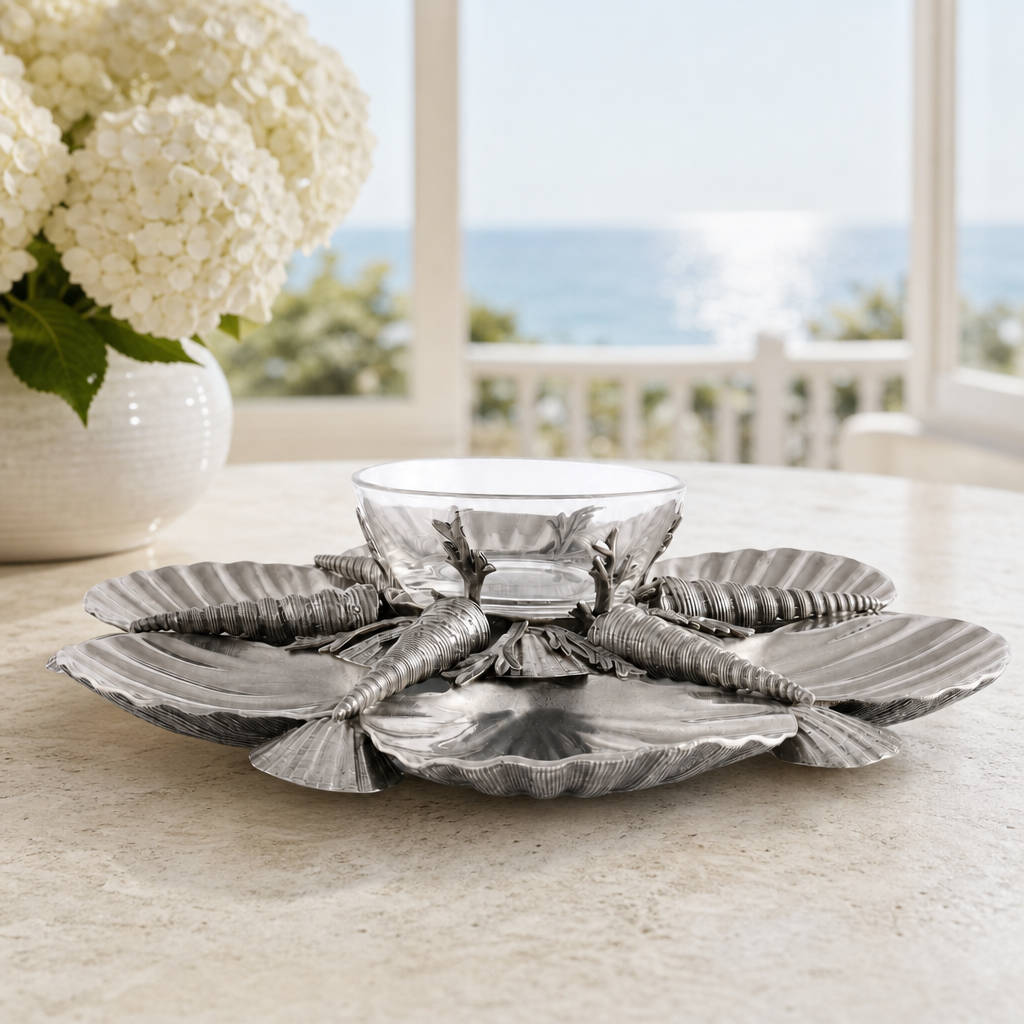 Pewter Marine Life Serving Tray