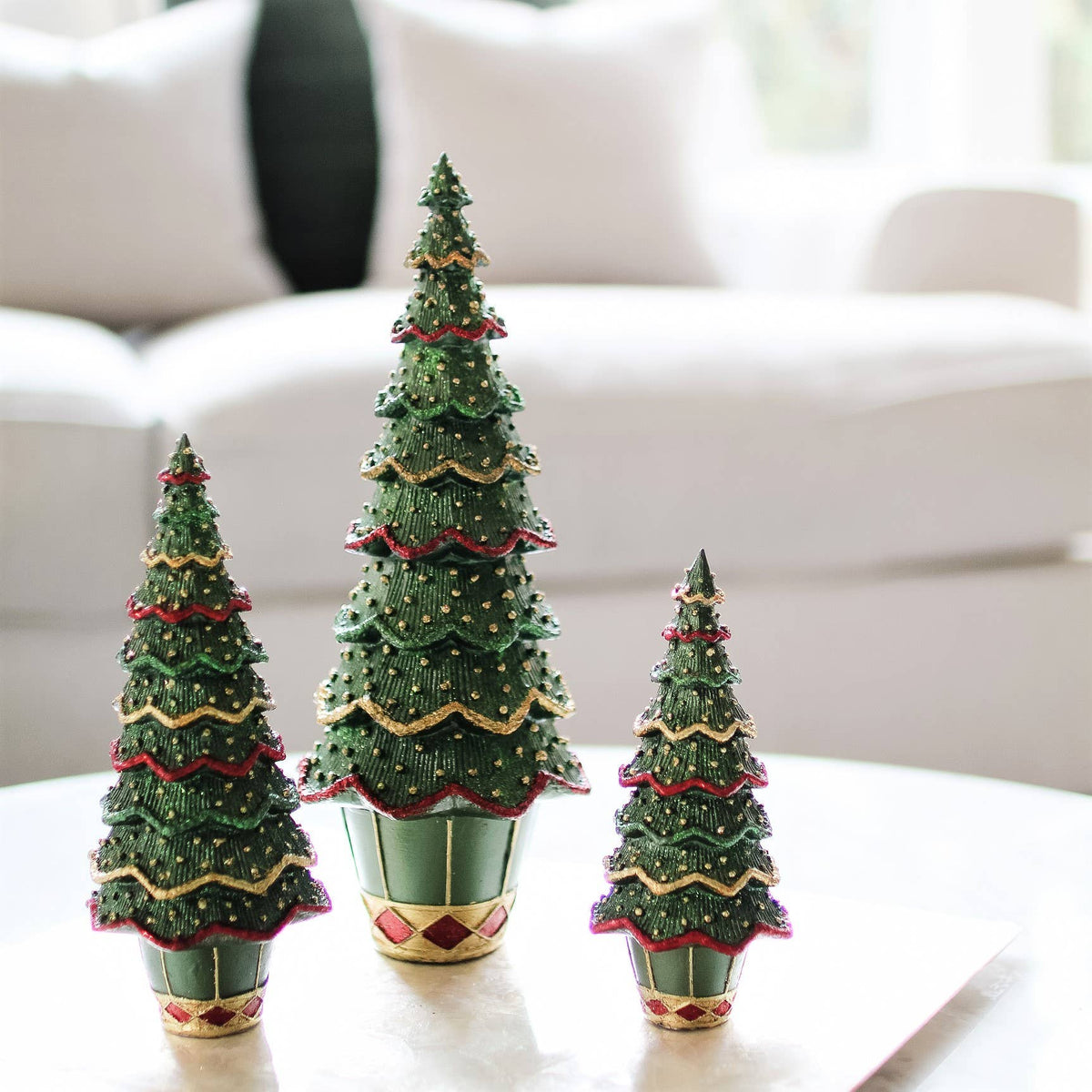 Dekorasyon Gifts  Decor - Layered Beaded Neo Cone Tree (Traditional Green)