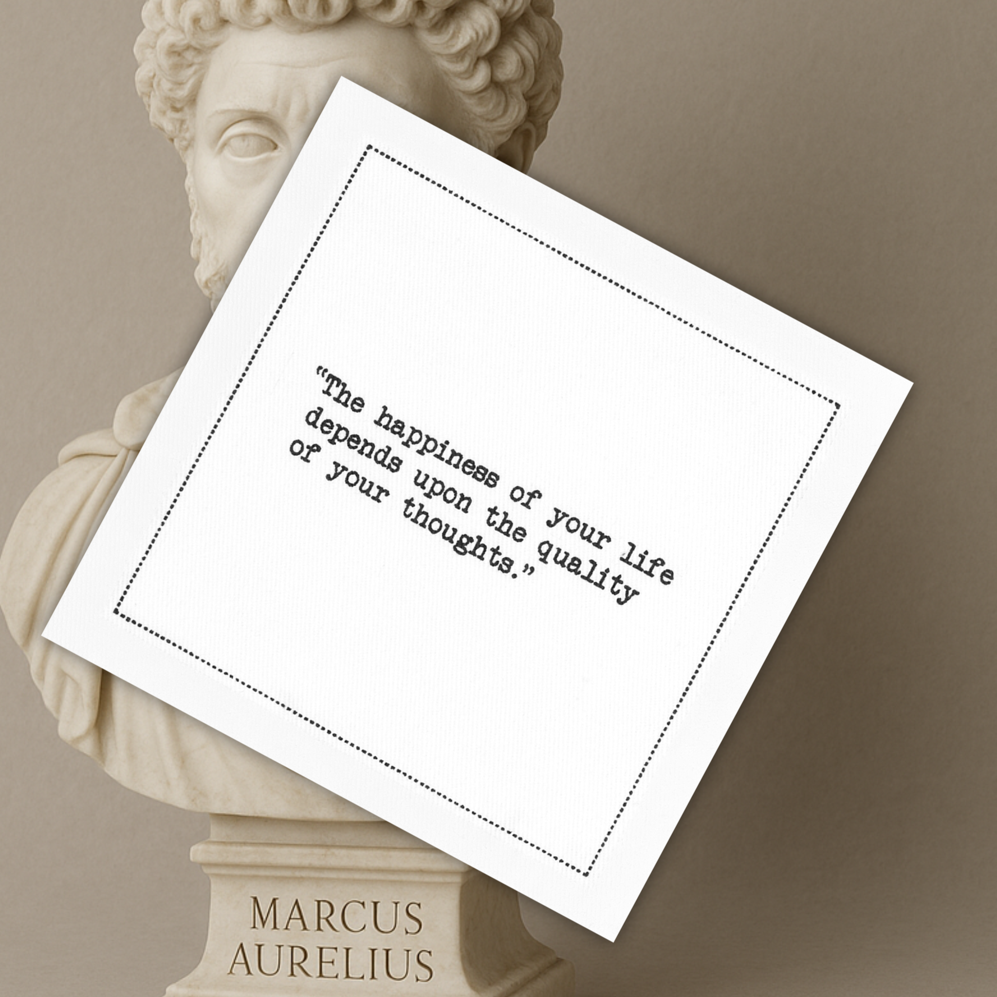 Five Star Napkins Inc. - Marcus Aurelius Quotes - White Cotton Cocktail Napkins x 50
