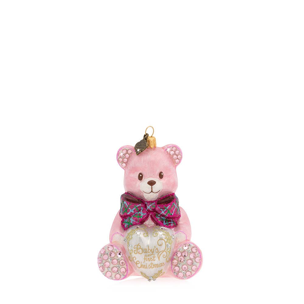 Jay Strongwater - Baby's First Christmas Teddy Glass Ornament
