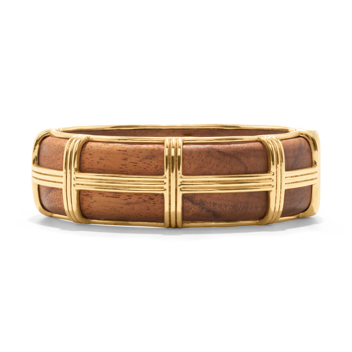 Capucine De Wulf Gaia Hinged Bangle ~ Gold/Teak