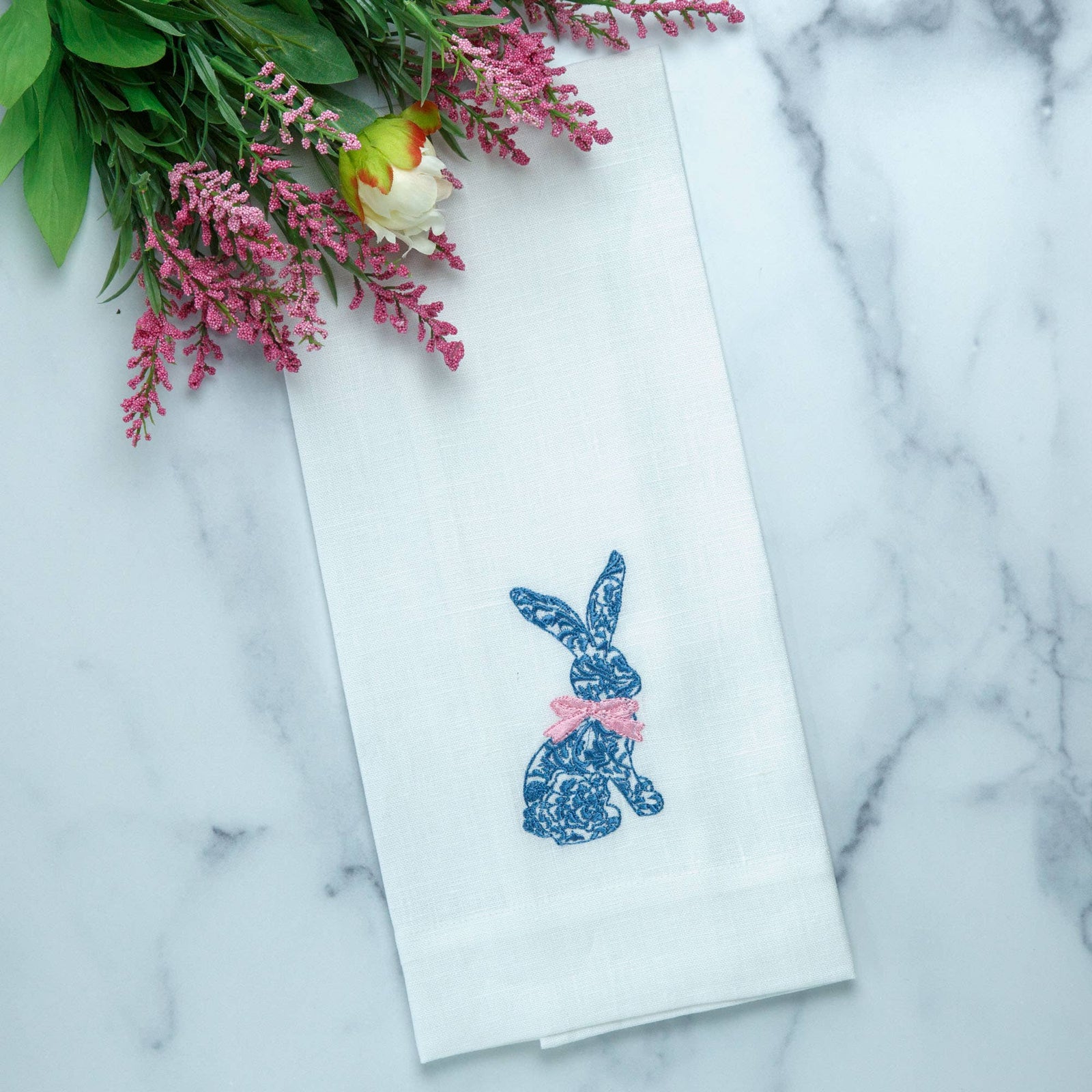 Arte Italica & Crown Linen Designs - Toile Bunny Linen Towel - Easter