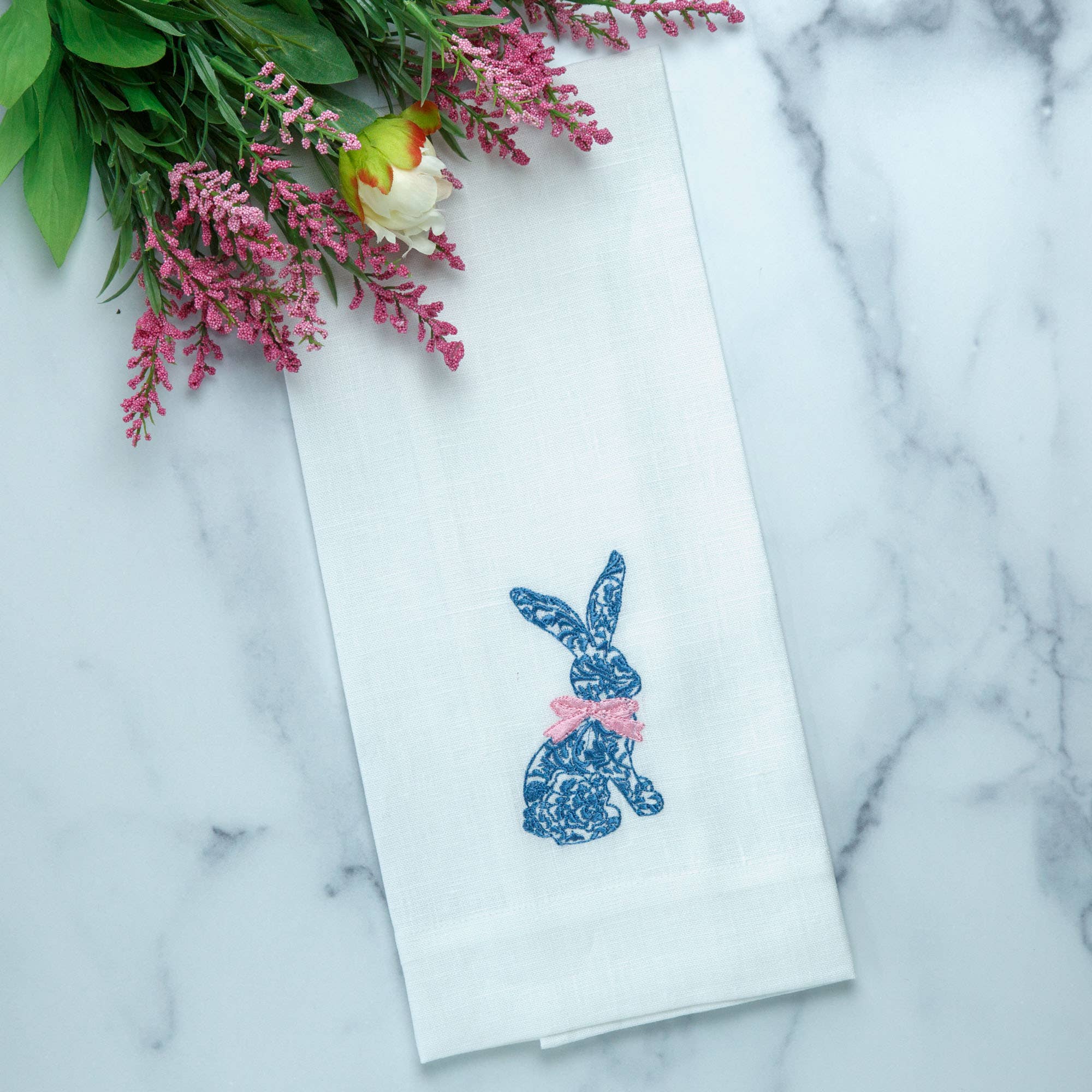 Arte Italica & Crown Linen Designs - Toile Bunny Linen Towel - Easter