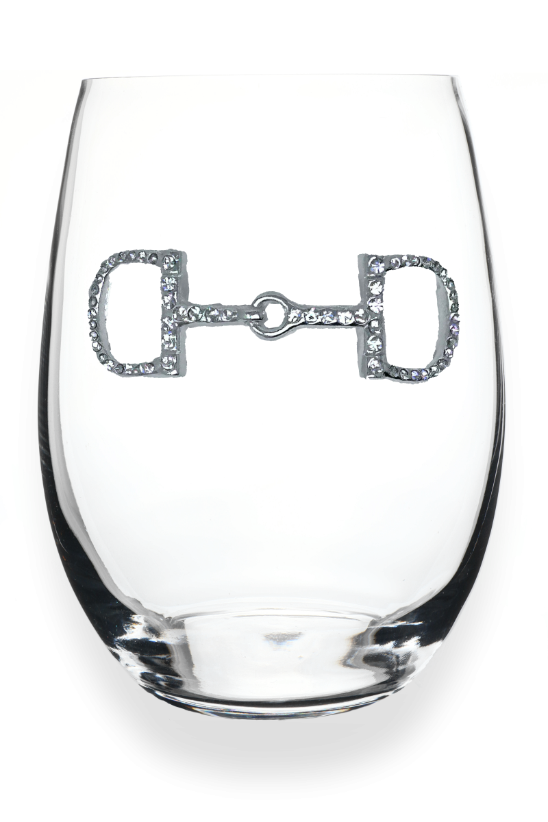 Horse Bit Jeweled Stemless Wine Glass