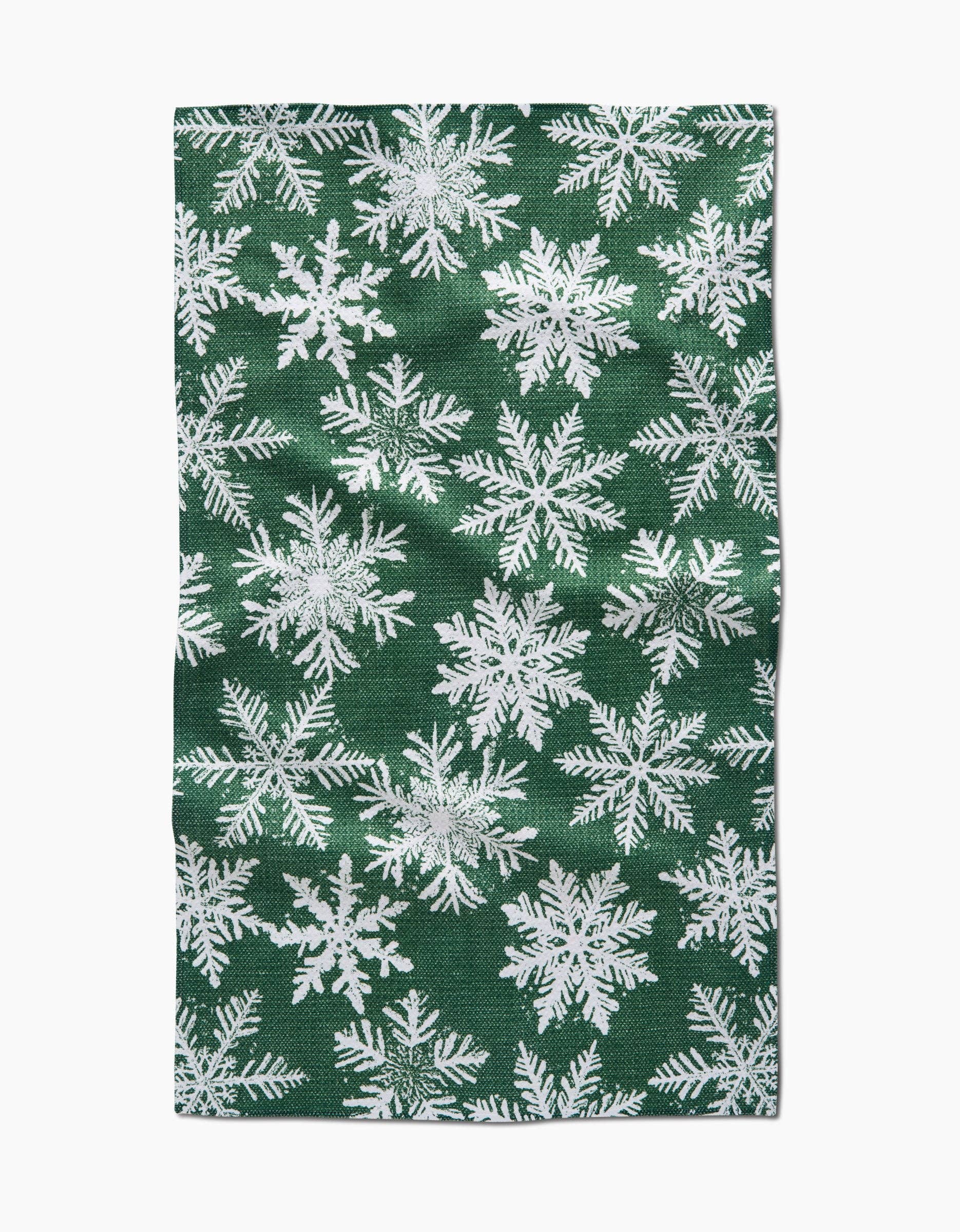 Geometry - Snowy Days Green Tea Towel
