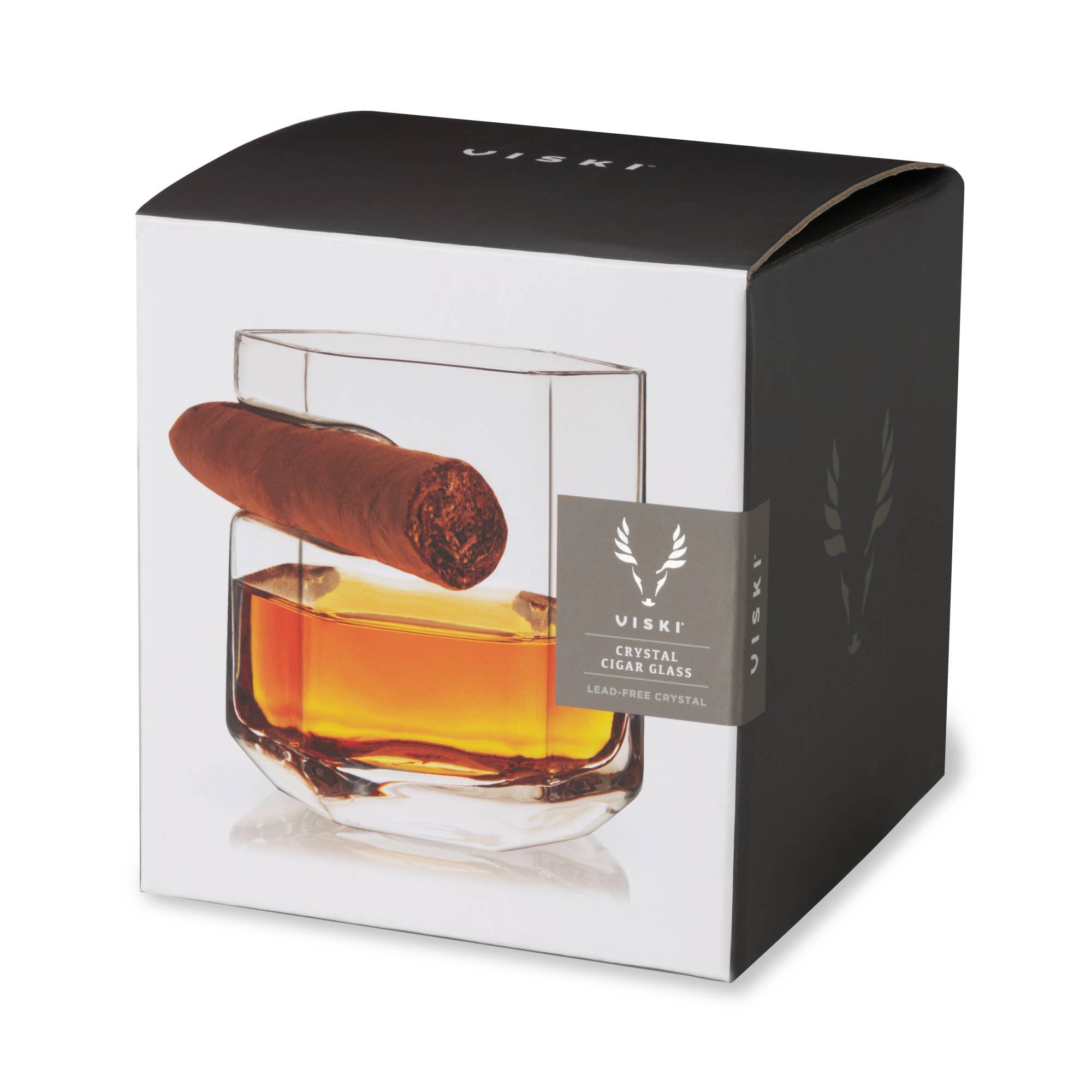 Viski - Raye™ Crystal Whiskey Glass with Builtin Cigar Holder