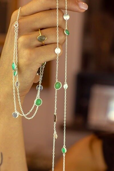 Sophie Deschamps Bijoux - Marga chain and fine stone necklace (SCHMA54)