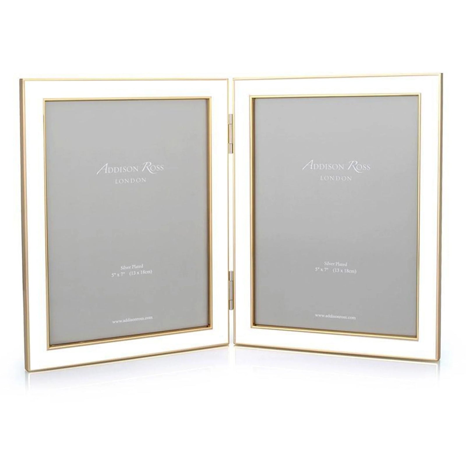Addison Ross Double Frame Enamel White & Gold (5X7)
