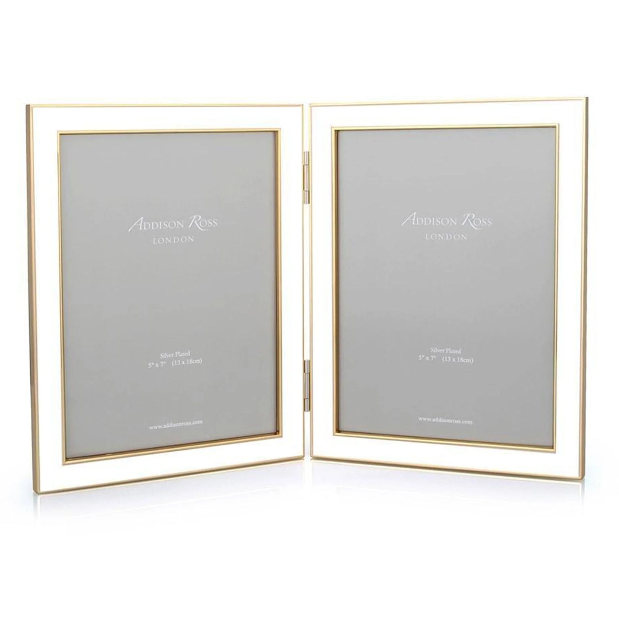 Addison Ross Double Frame Enamel White & Gold (5X7)