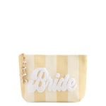 "BRIDE" Stripe Zip Pouch, Natural