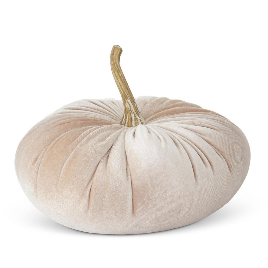 Cream Velvet Stuffed Pumpkin, 2 Sizes
