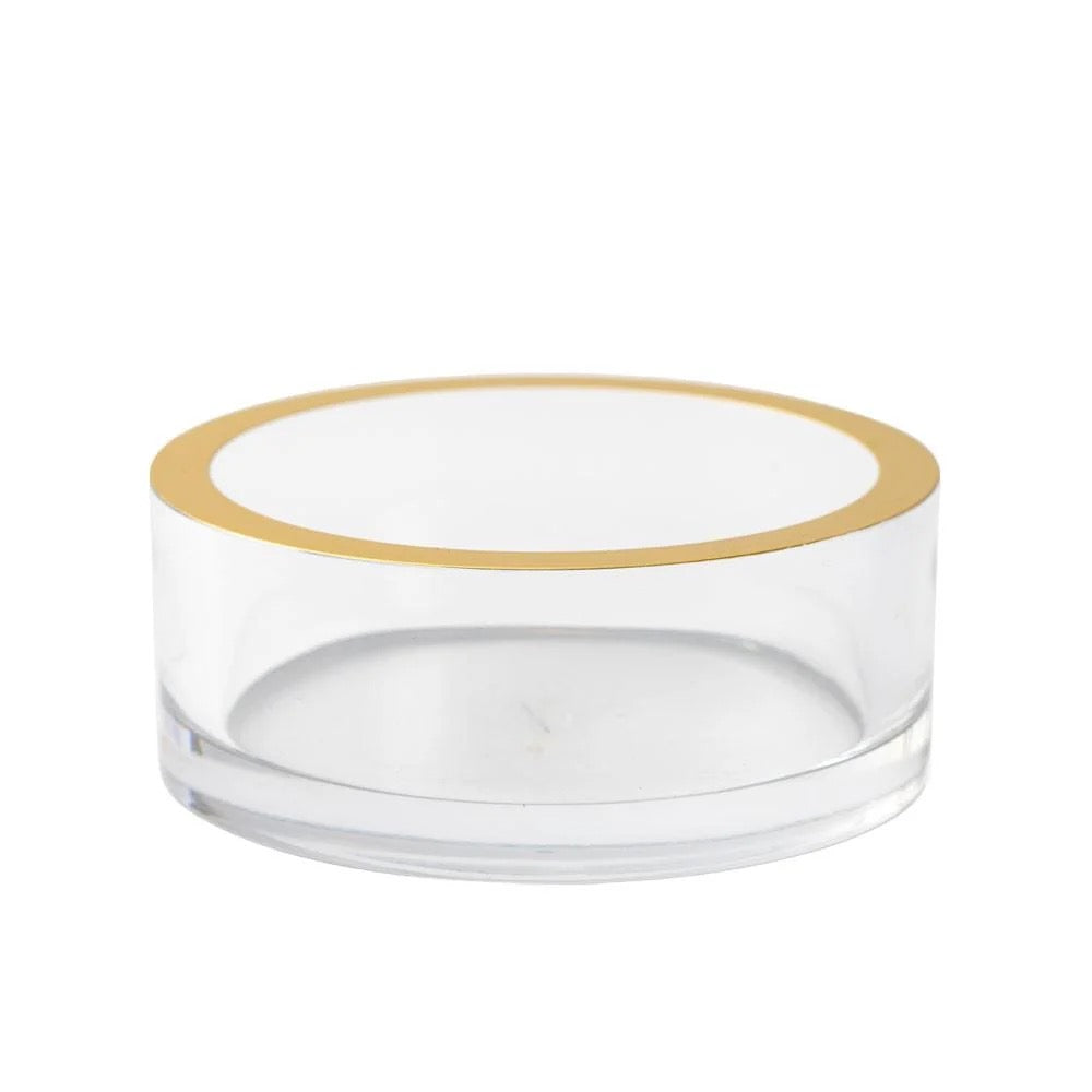 Caspari Acrylic Wine Bottle Coaster in Clear with Gold Rim
