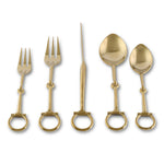Vagabond House - Bit  Five piece Flatware Set - Stainless Steel Shiny Gold