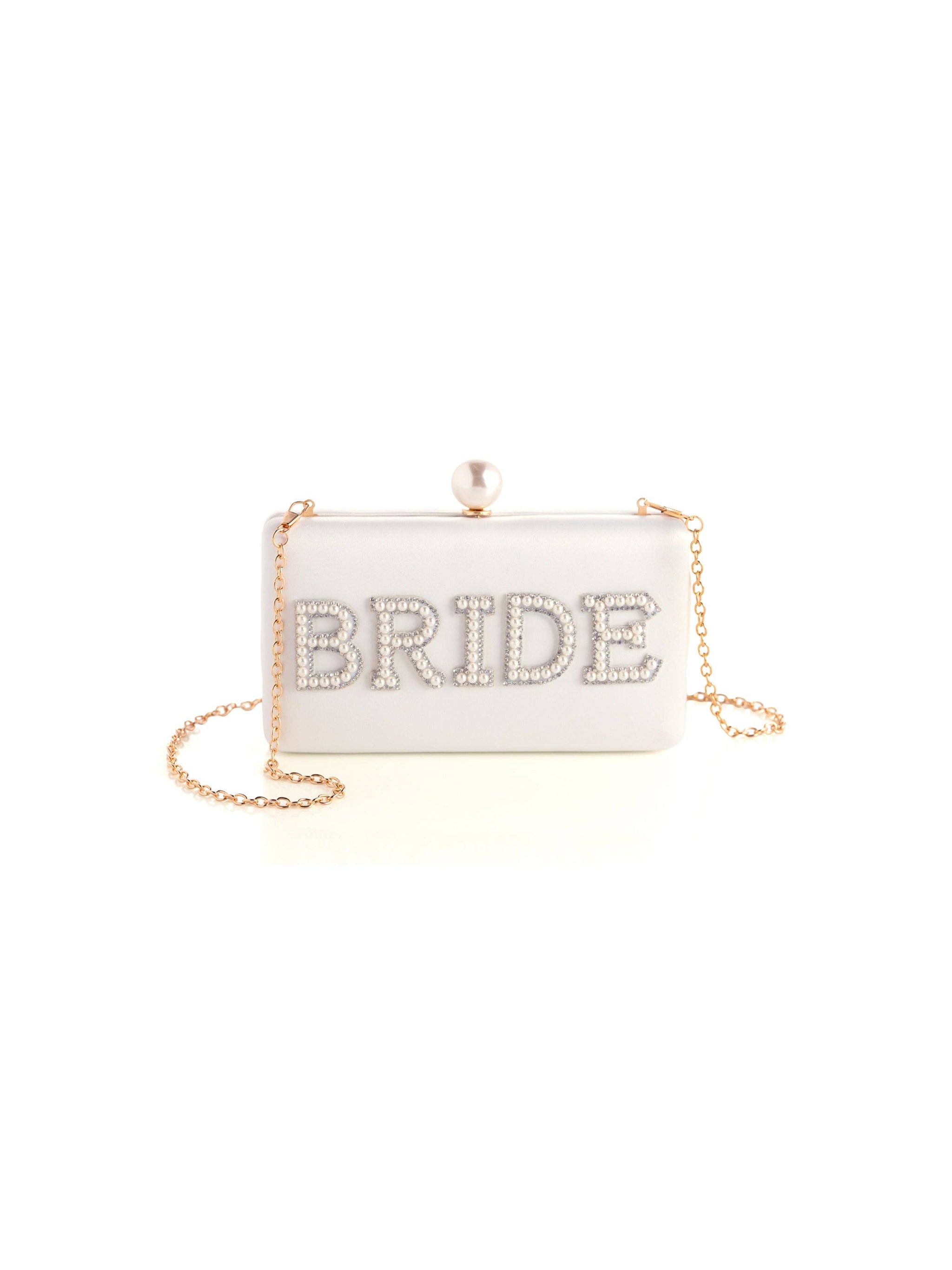 "BRIDE" Pearl Minaudiere in Ivory