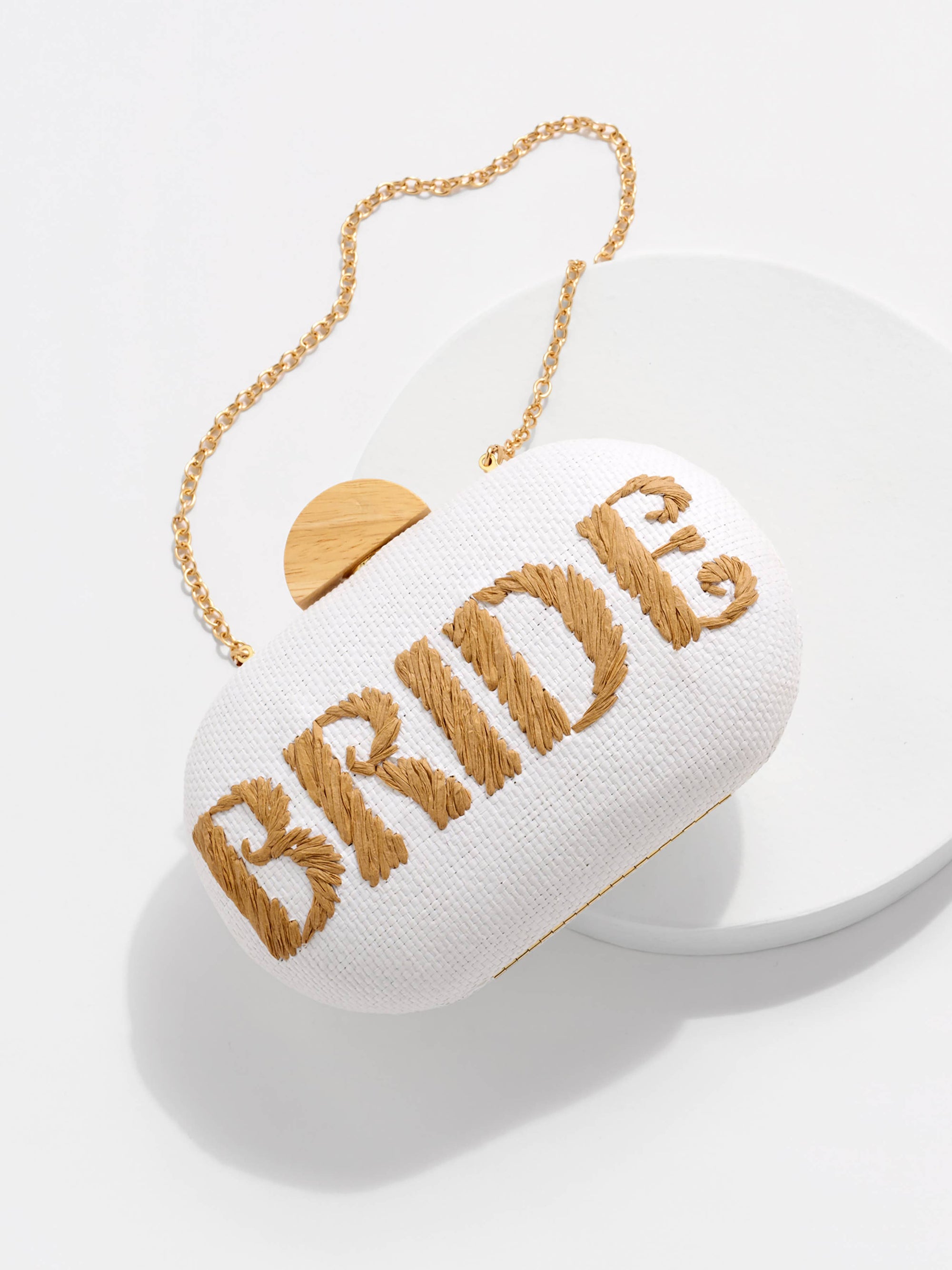 "BRIDE" Oval Minaudiere in White