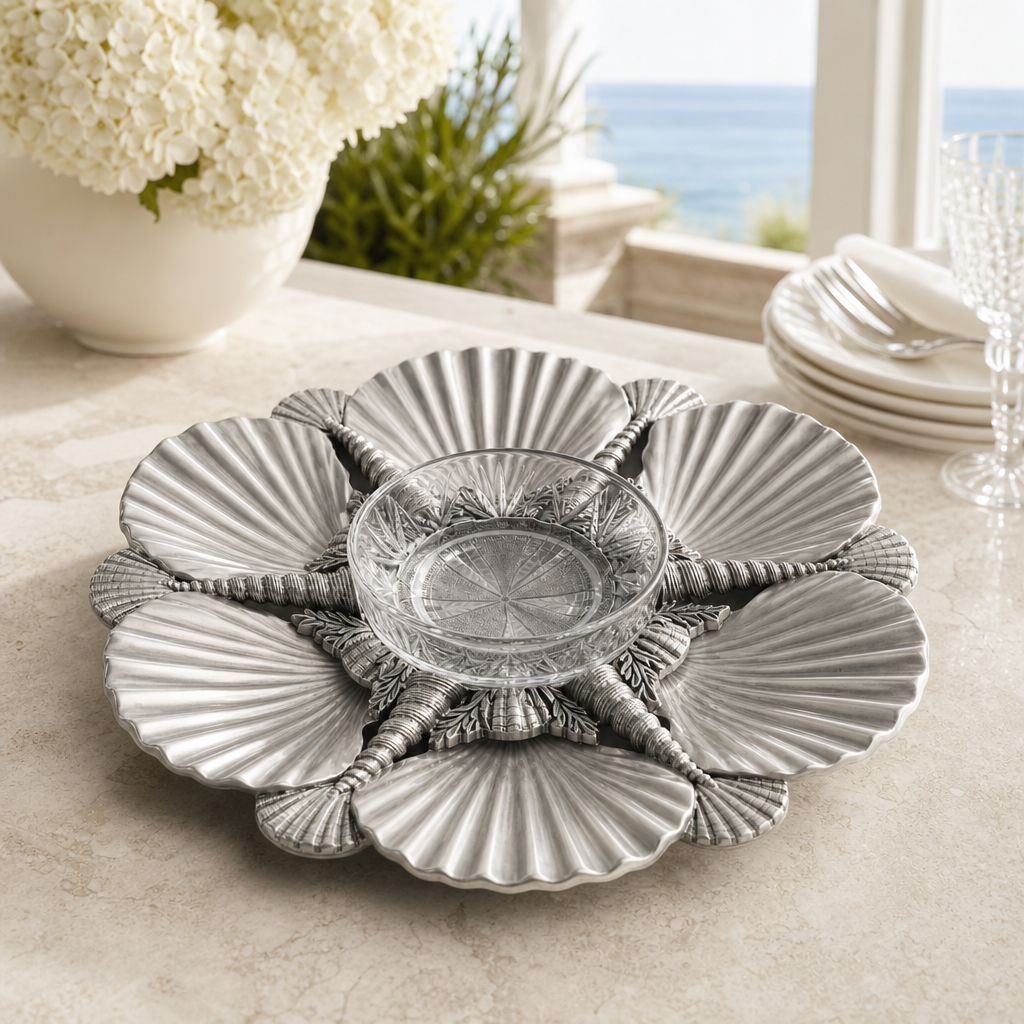 Pewter Marine Life Serving Tray