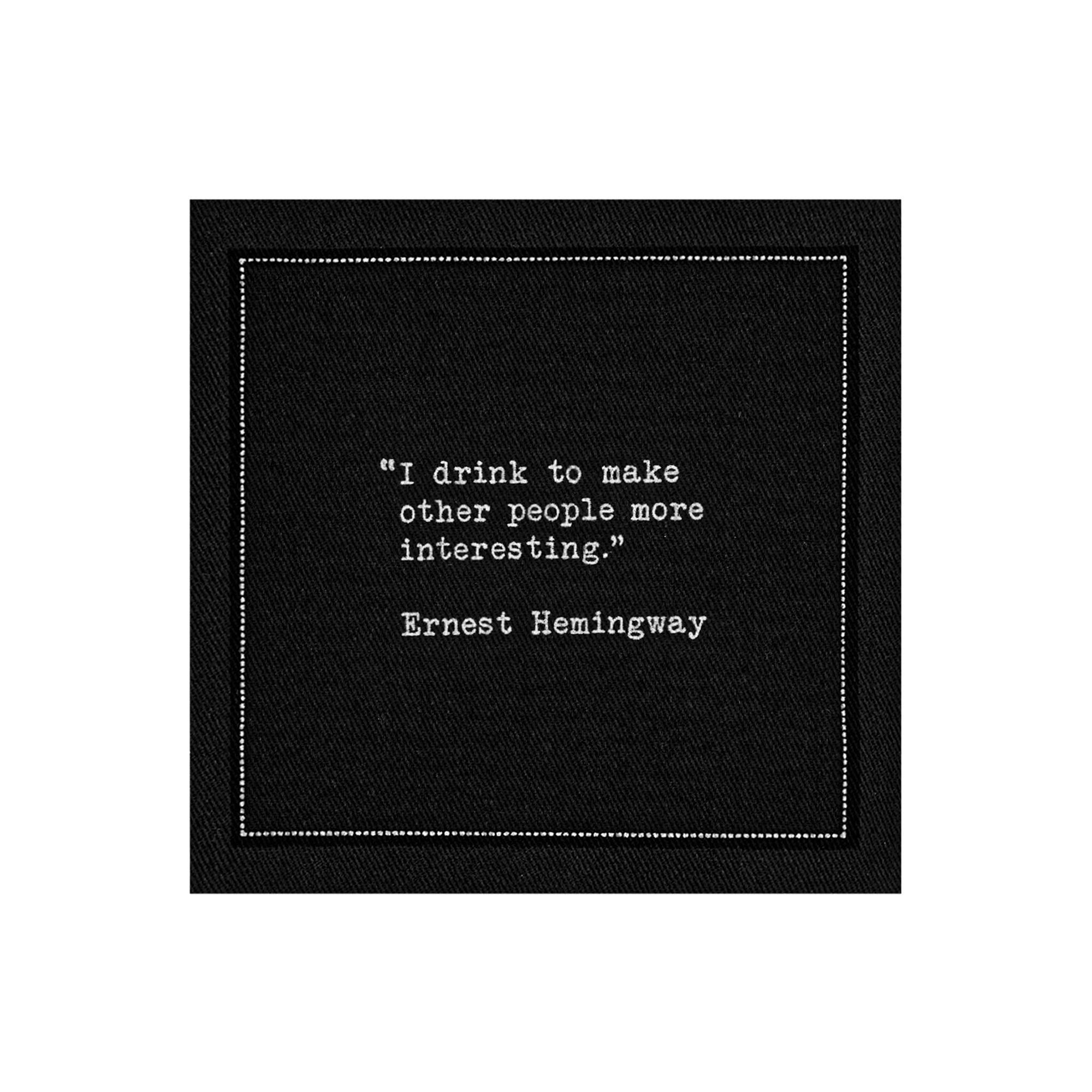 Five Star Napkins Inc. - Drinking Quotes - Black Cotton Cocktail Napkins 50x