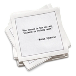 Five Star Napkins Inc. - Tennis Legends Quotes - White Cotton Cocktail Napkins 50x