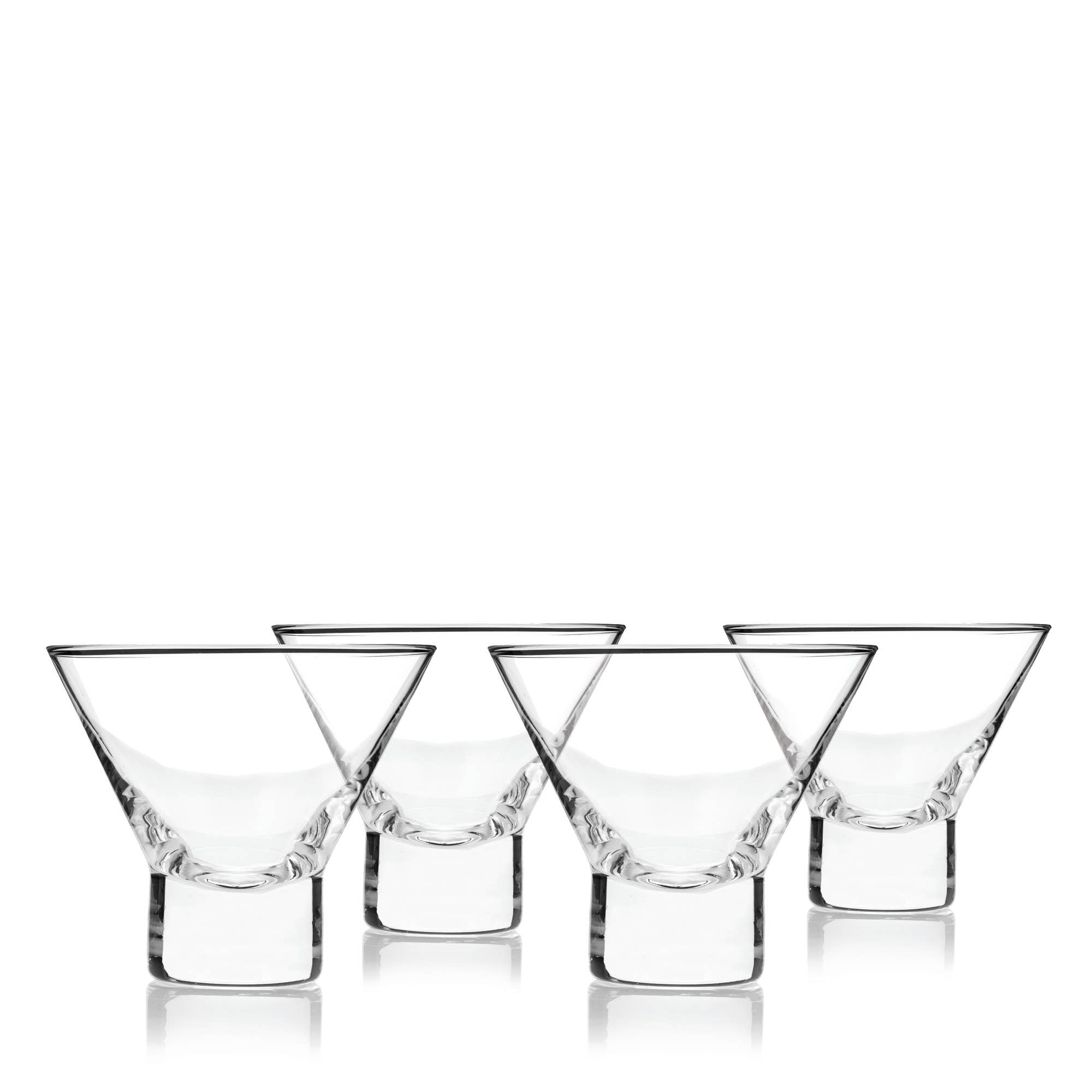 Viski - Raye™ HeavyBase Stemless Crystal Martini Glasses Set of 4