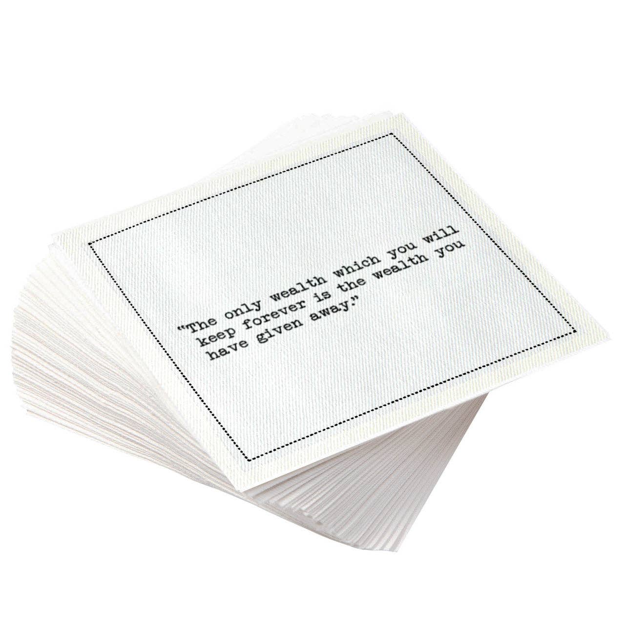 Five Star Napkins Inc. - Marcus Aurelius Quotes - White Cotton Cocktail Napkins x 50