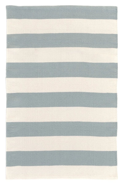 Catamaran Stripe Light Blue/Ivory Handwoven Indoor/Outdoor Rug