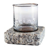 Double Old Fashioned Glass with Gray Granite Chilling Stone Coaster (2 piece set)