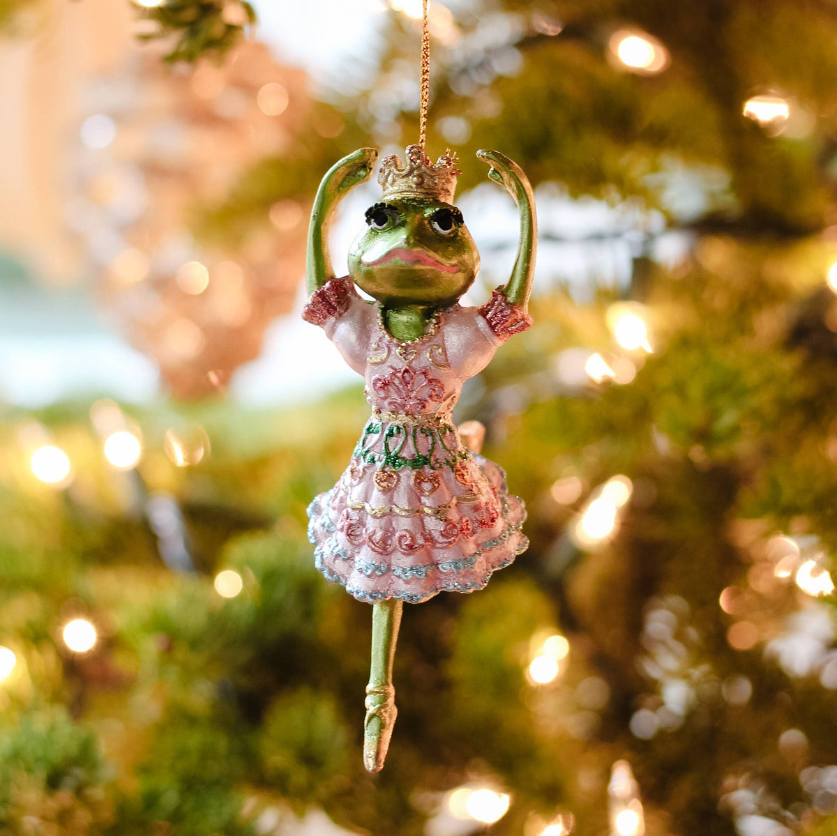 Dekorasyon Gifts  Decor - 4.5" Princess Ballerina Frog Ornament (Pink Rainbow)