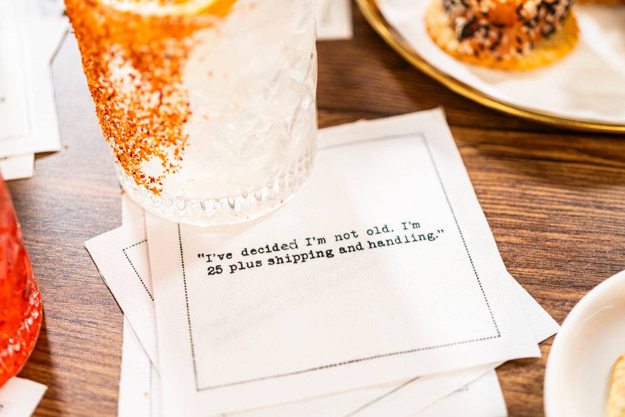 Five Star Napkins Inc. - 30th Birthday Quotes - White Cotton Cocktail Napkins 50x