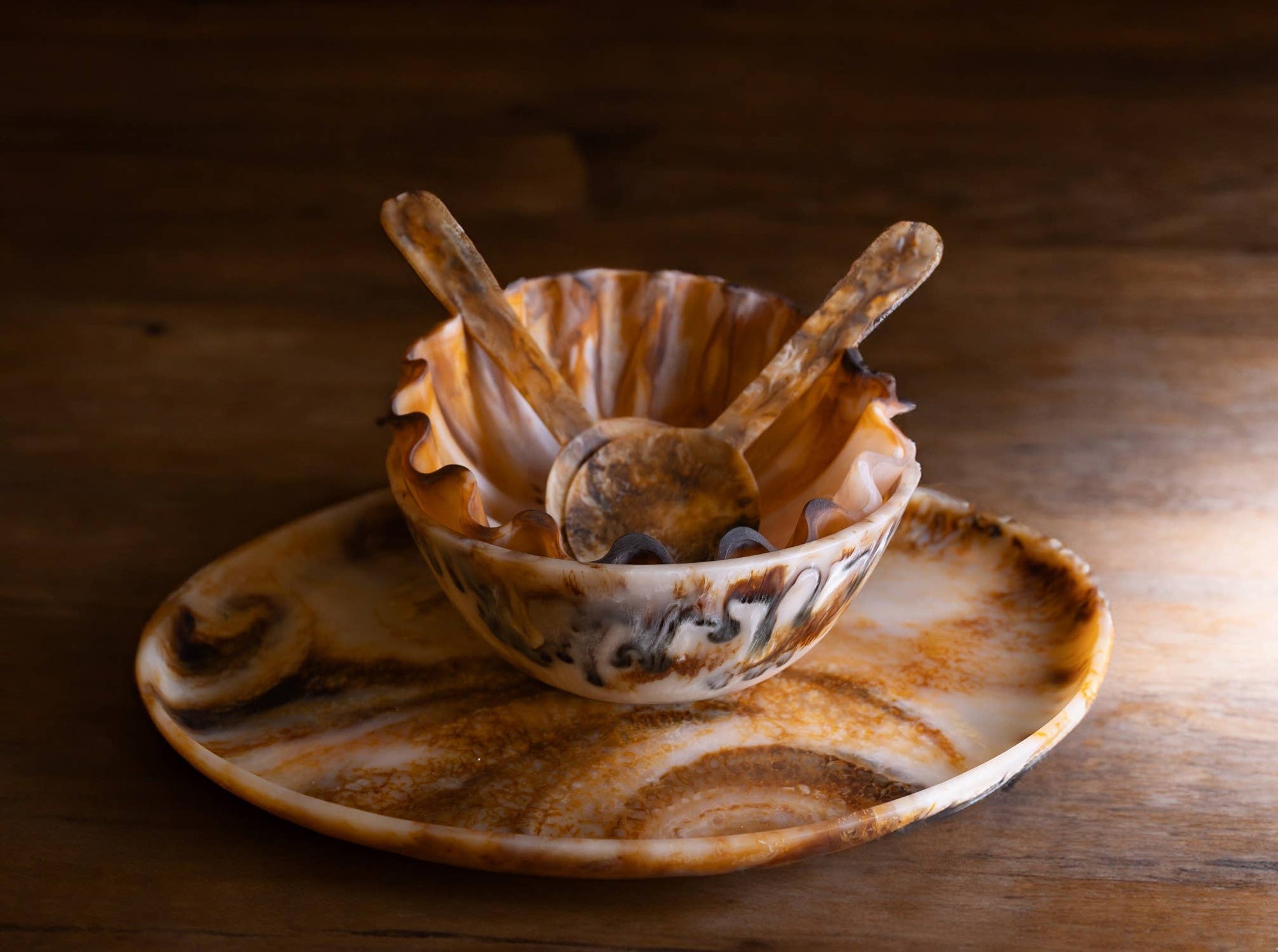 BIDKhome - Tortoiseshell Salad Bowl Dia 11.80"