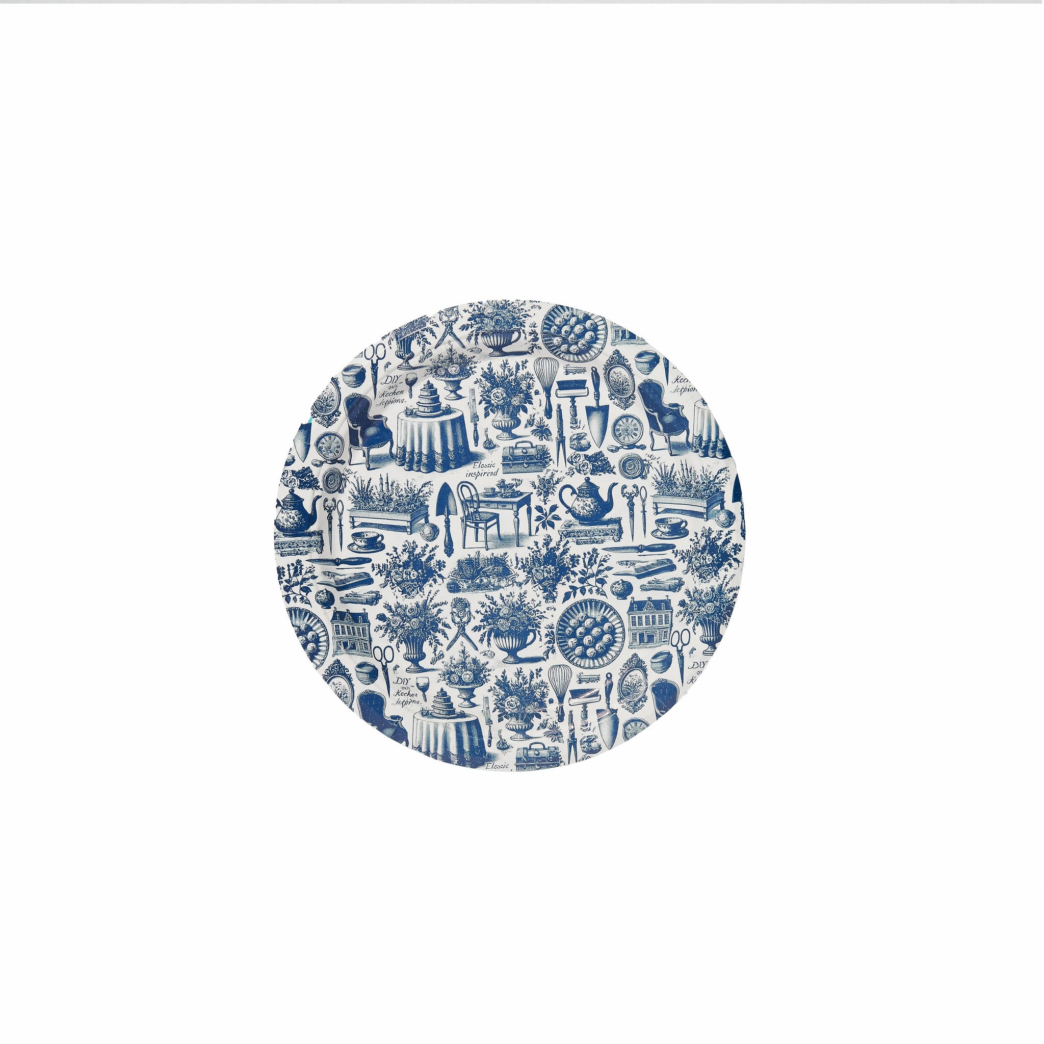 Pavilion Paper - Mini Hors D'oeuvre Navy and White Martha Toile Paper Plate - 8 pack