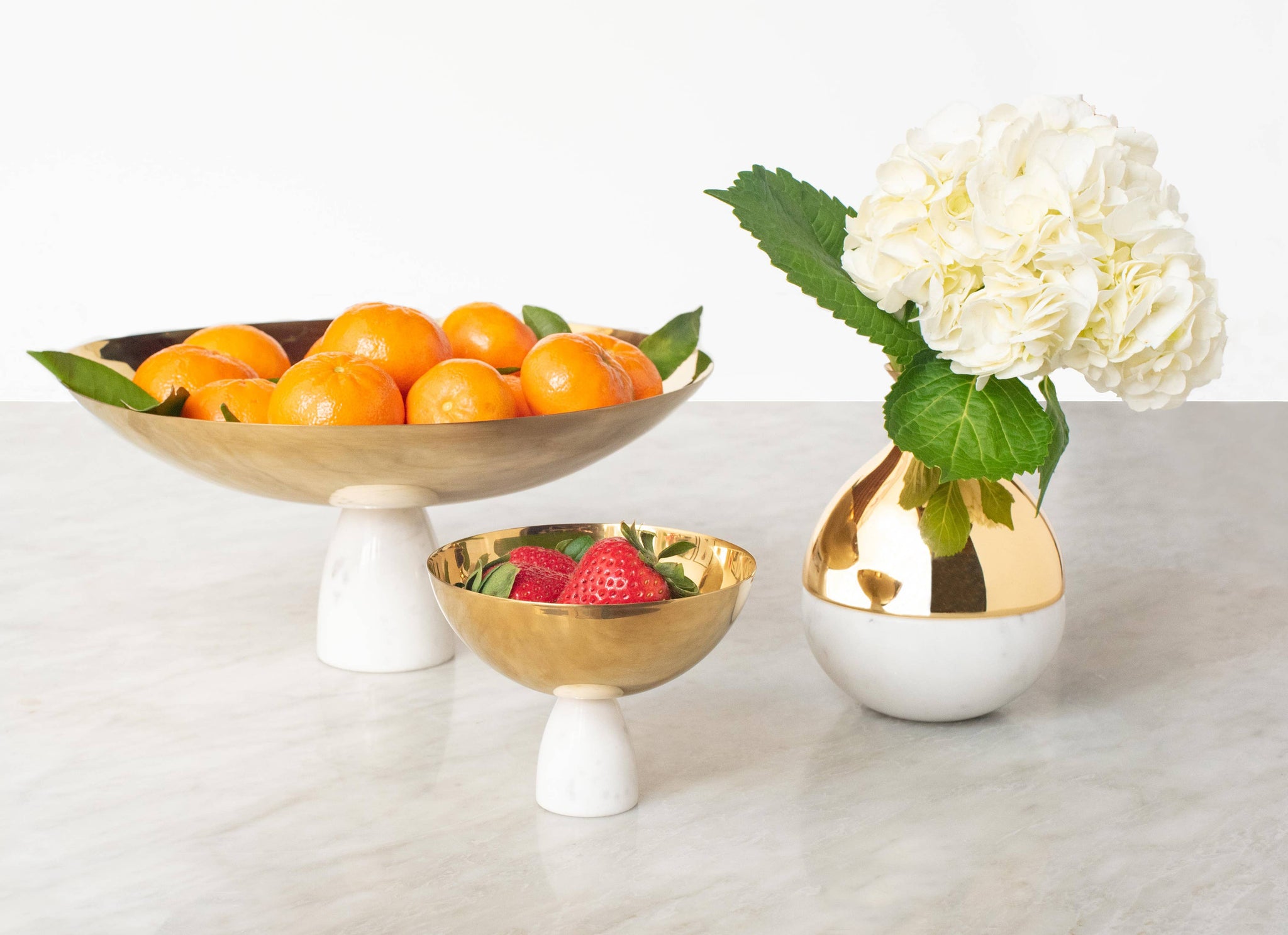 ANNA New York - Coluna Fruit Bowl, Carrara Marble & Gold