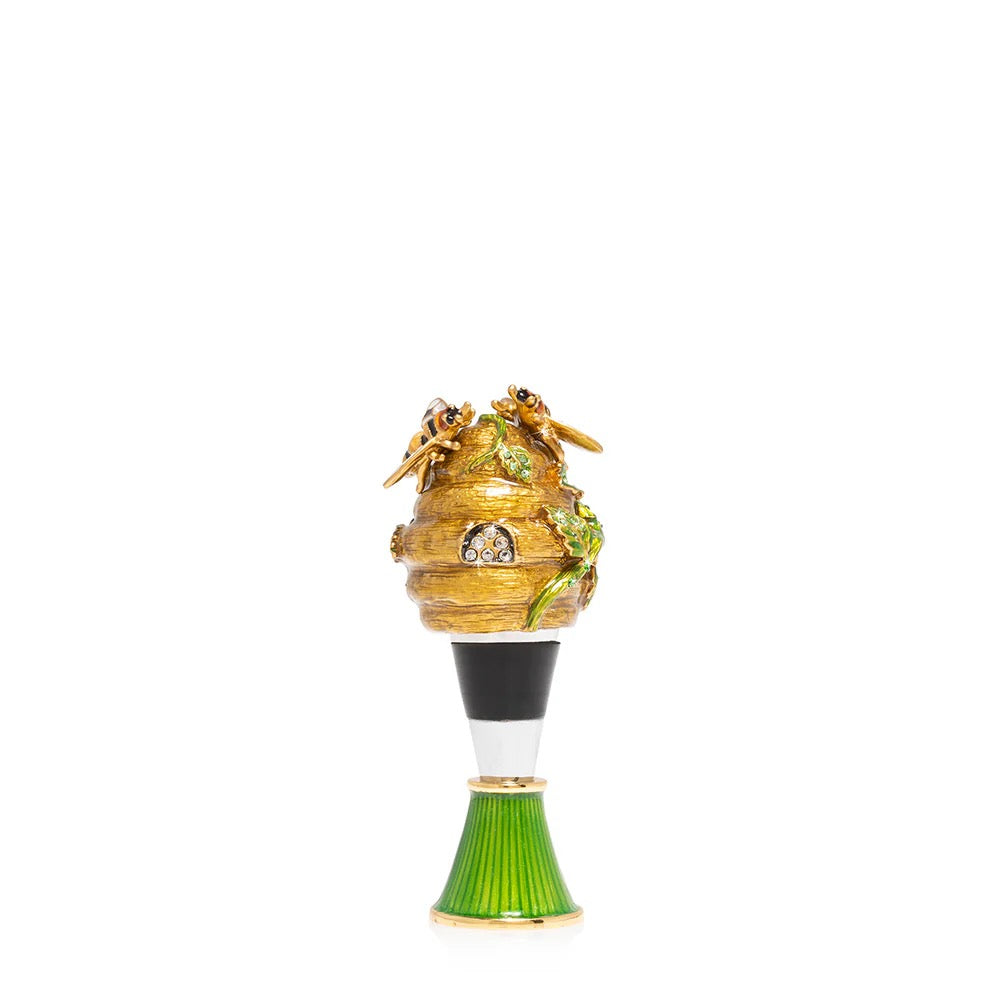 Jay Strongwater Mead Beehive Wine Stopper and Stand
